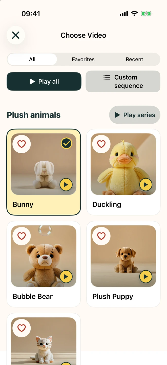 Video selection with sequence buttons