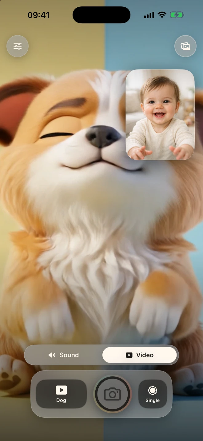 LookYLook video selfie mode with a live camera preview